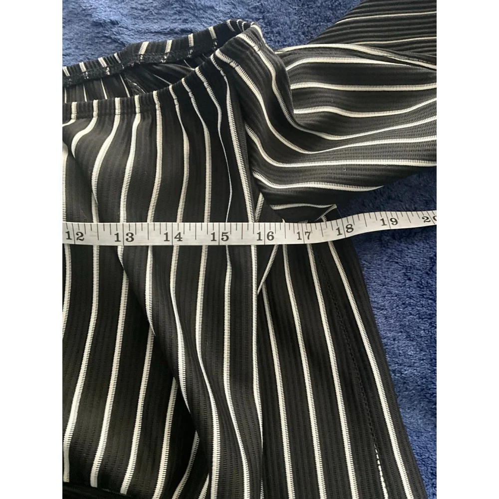 black and white striped two-piece set